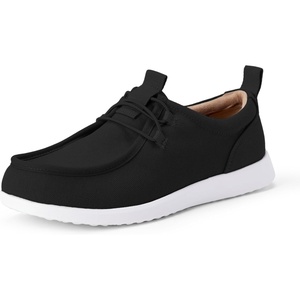 Amazon Essentials Men’s Canvas Moc Toe Loafer(Black/White)