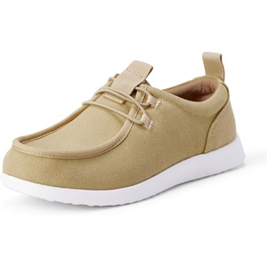 Amazon Essentials Men’s Canvas Moc Toe Loafer(Natural/White)