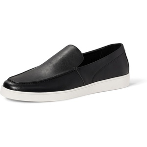 Amazon Essentials Men’s Casual Slip-on Loafer Sneakers with Memory Foam(Black Faux Leather)