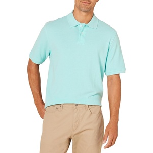 Amazon Essentials Men’s Regular-Fit Cotton Pique Polo Shirt, Short Sleeve (Available in Big & Tall)(Aqua)