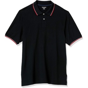 Amazon Essentials Men’s Regular-Fit Cotton Pique Polo Shirt, Short Sleeve (Available in Big & Tall)(Black/White and Red Tipped)