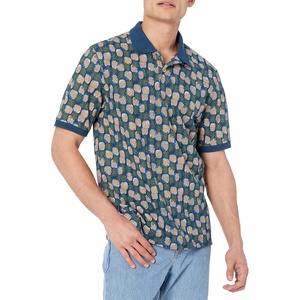 Amazon Essentials Men’s Regular-Fit Cotton Pique Polo Shirt, Short Sleeve (Available in Big & Tall)(Blue Pineapple)