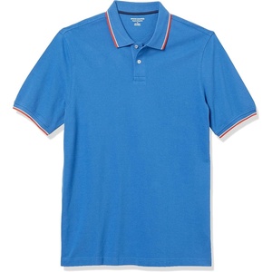 Amazon Essentials Men’s Regular-Fit Cotton Pique Polo Shirt, Short Sleeve (Available in Big & Tall)(Blue Red White Stripe)