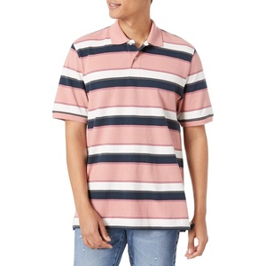 Amazon Essentials Men’s Regular-Fit Cotton Pique Polo Shirt, Short Sleeve (Available in Big & Tall)(Pink Bar Stripe)
