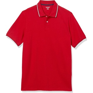 Amazon Essentials Men’s Regular-Fit Cotton Pique Polo Shirt, Short Sleeve (Available in Big & Tall)(Red Twin Stripe)