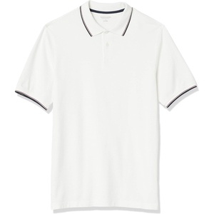 Amazon Essentials Men’s Regular-Fit Cotton Pique Polo Shirt, Short Sleeve (Available in Big & Tall)(White Twin Stripe)