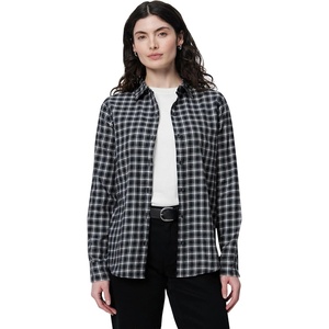 Amazon Essentials Women’s Regular-Fit Long-Sleeve Lightweight Cotton Brushed Flannel Shirt(Black Ivory Plaid)