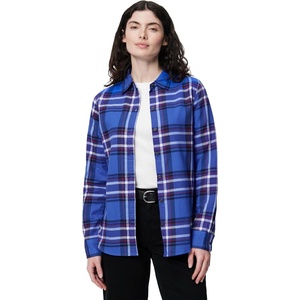 Amazon Essentials Women’s Regular-Fit Long-Sleeve Lightweight Cotton Brushed Flannel Shirt(Blue Plaid)