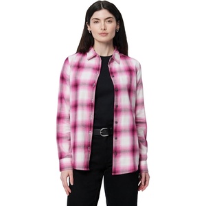 Amazon Essentials Women’s Regular-Fit Long-Sleeve Lightweight Cotton Brushed Flannel Shirt(Fuchsia Shadow Plaid)