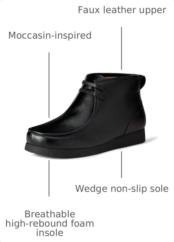 image:imageAmazon Essentials Mens Lightweight Chukka Moc Toe BootsBlack Faux Leather