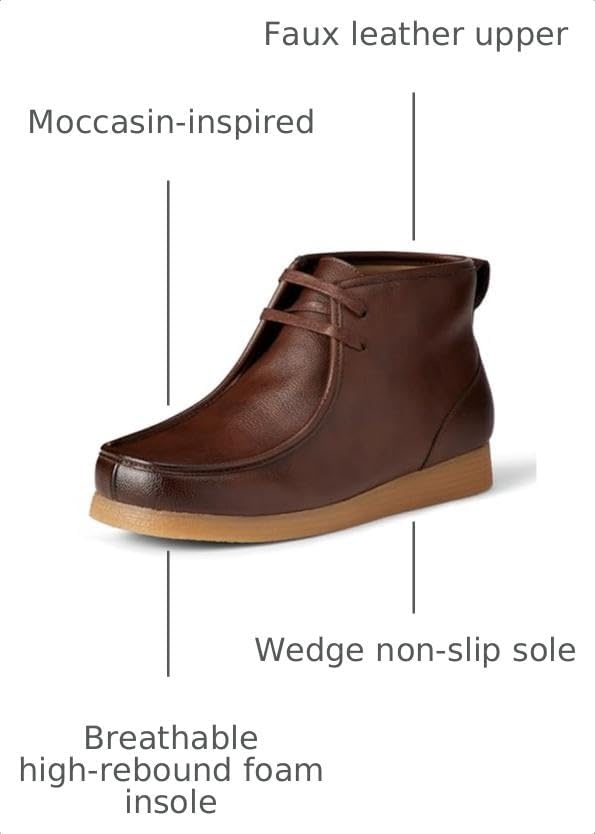 image:imageAmazon Essentials Mens Lightweight Chukka Moc Toe BootsDark Brown Faux Leather