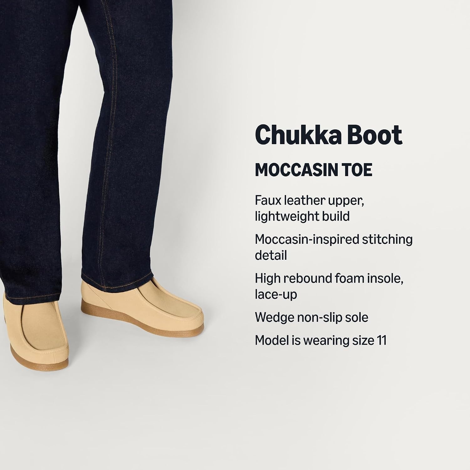 image:imageAmazon Essentials Mens Lightweight Chukka Moc Toe BootsSand Faux Suede