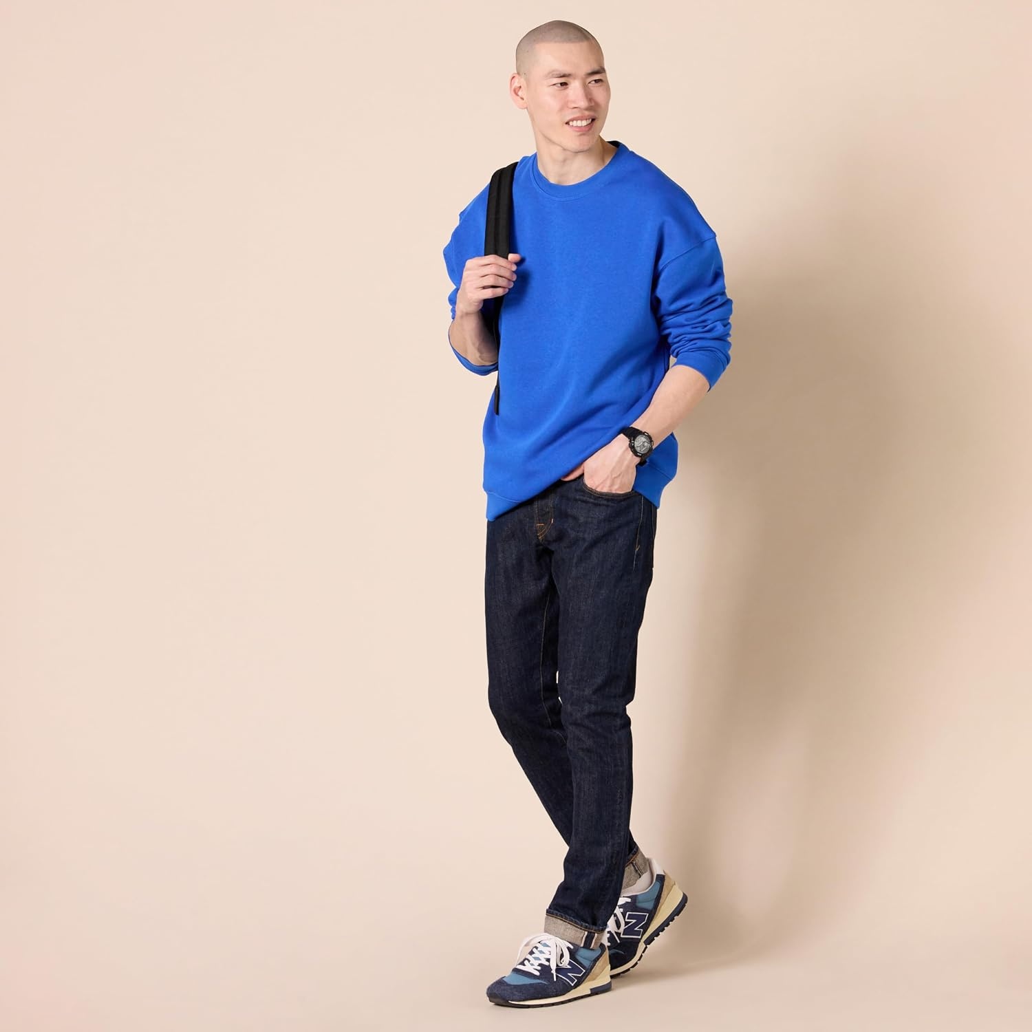 image:imageAmazon Essentials Mens OversizedFit Crewneck Sweatshirt Midweight Casual Available in Big amp TallBright Blue