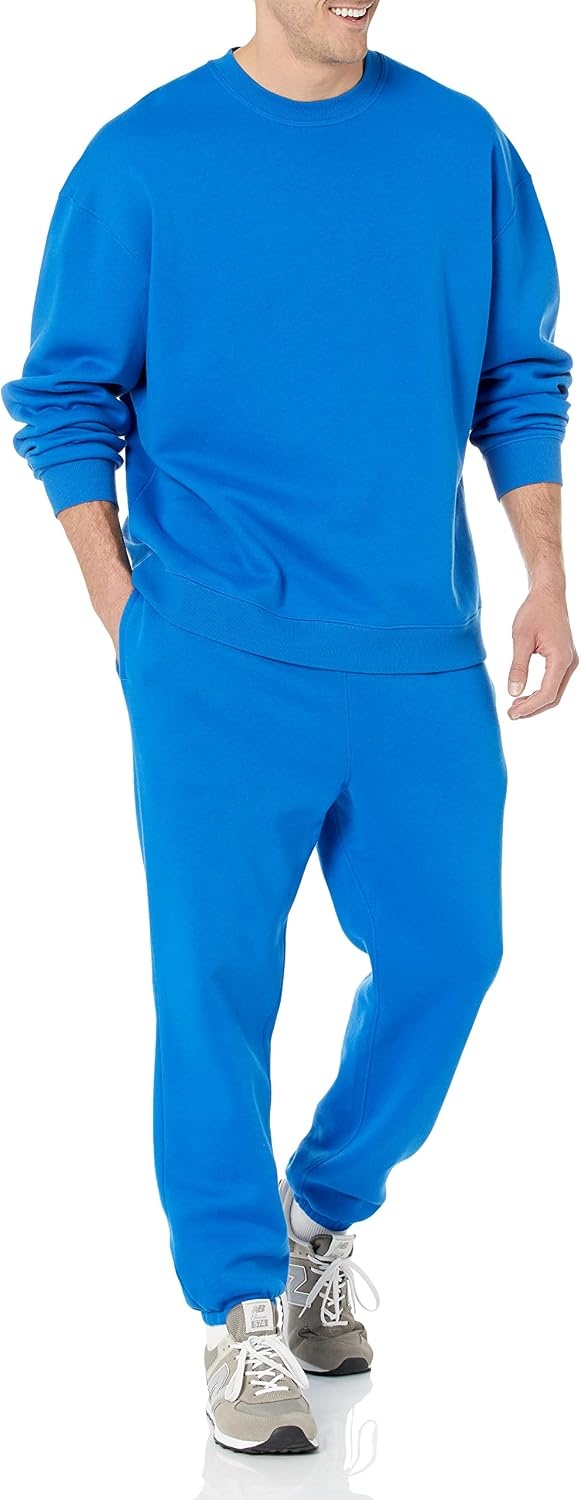 image:imageAmazon Essentials Mens OversizedFit Crewneck Sweatshirt Midweight Casual Available in Big amp TallBright Blue