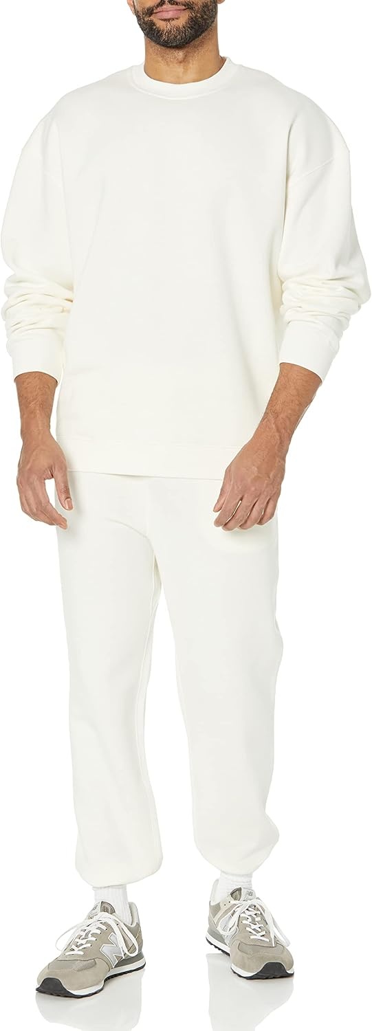 image:imageAmazon Essentials Mens OversizedFit Crewneck Sweatshirt Midweight Casual Available in Big amp TallEggshell White