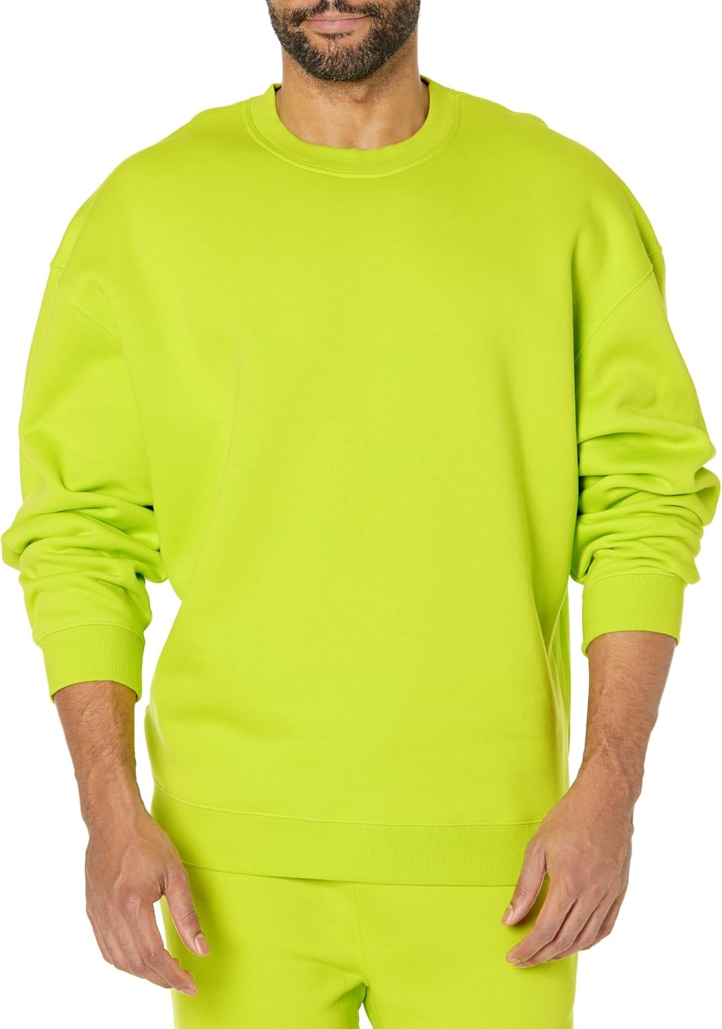 image:imageAmazon Essentials Mens OversizedFit Crewneck Sweatshirt Midweight Casual Available in Big amp TallLime Green