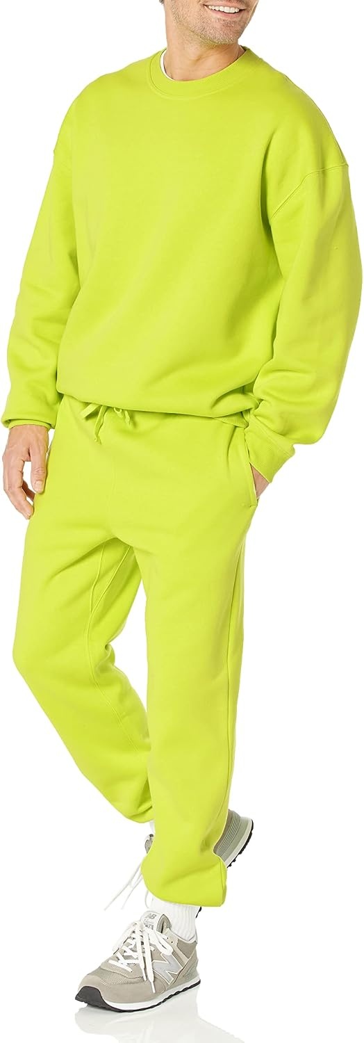 image:imageAmazon Essentials Mens OversizedFit Crewneck Sweatshirt Midweight Casual Available in Big amp TallLime Green