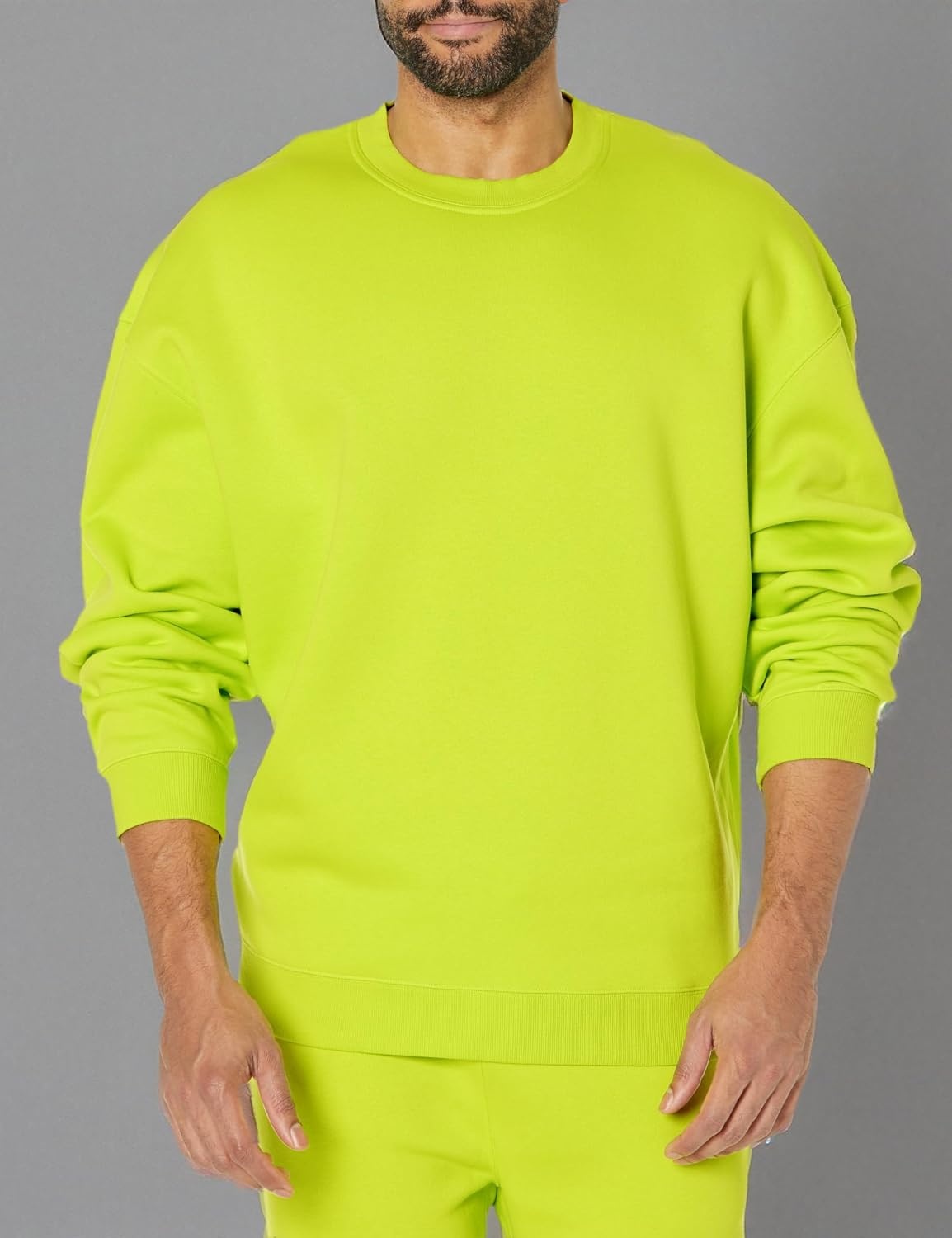 image:imageAmazon Essentials Mens OversizedFit Crewneck Sweatshirt Midweight Casual Available in Big amp TallLime Green
