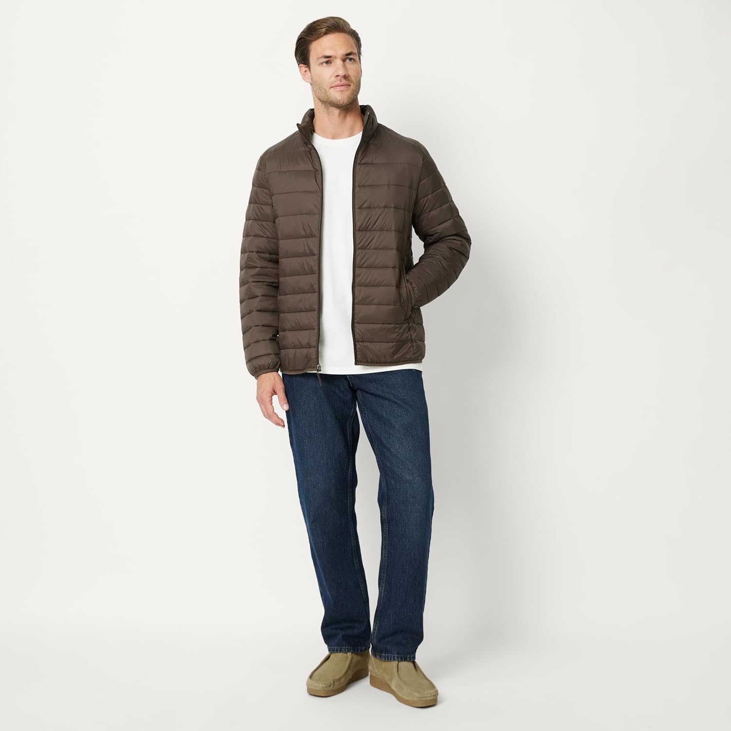 image:imageAmazon Essentials Mens Packable Lightweight WaterResistant Puffer Jacket Available in Big amp TallEspresso
