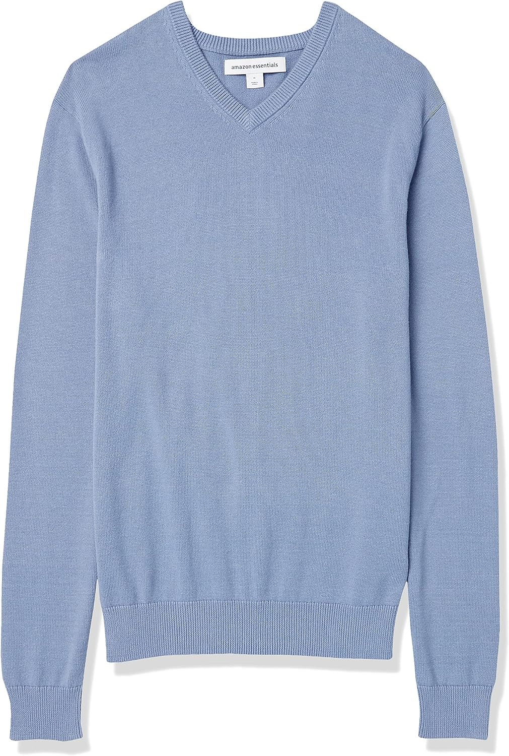 image:imageAmazon Essentials Mens Regular Fit Cotton VNeck Pullover Sweater Available in Big amp TallLight Blue