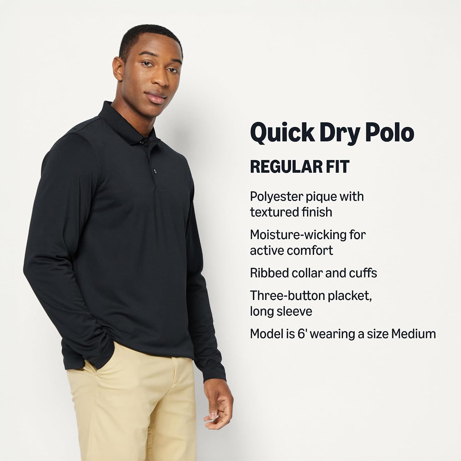 image:imageAmazon Essentials Mens Regular Fit Long Sleeve Quick Dry Golf Polo ShirtAnthracite