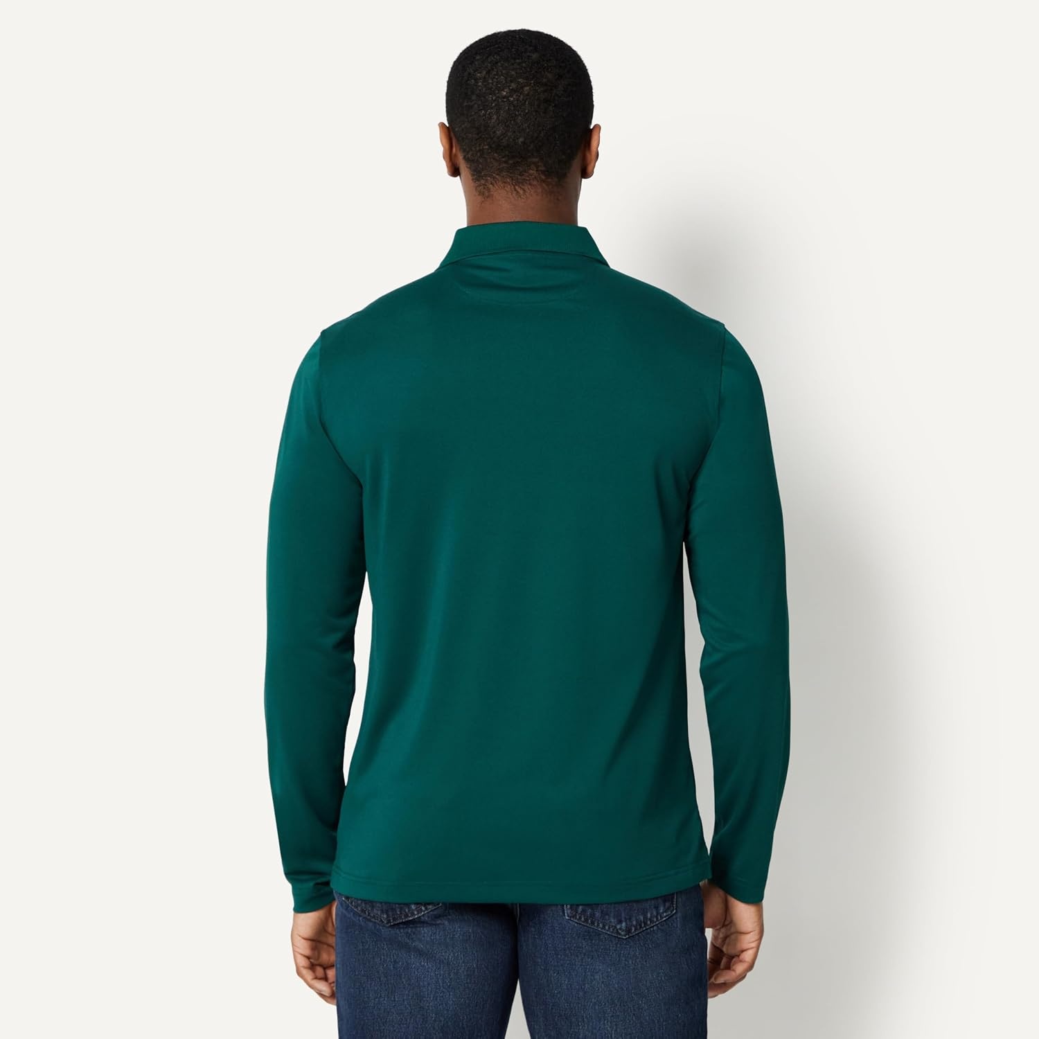 image:imageAmazon Essentials Mens Regular Fit Long Sleeve Quick Dry Golf Polo ShirtDark Green
