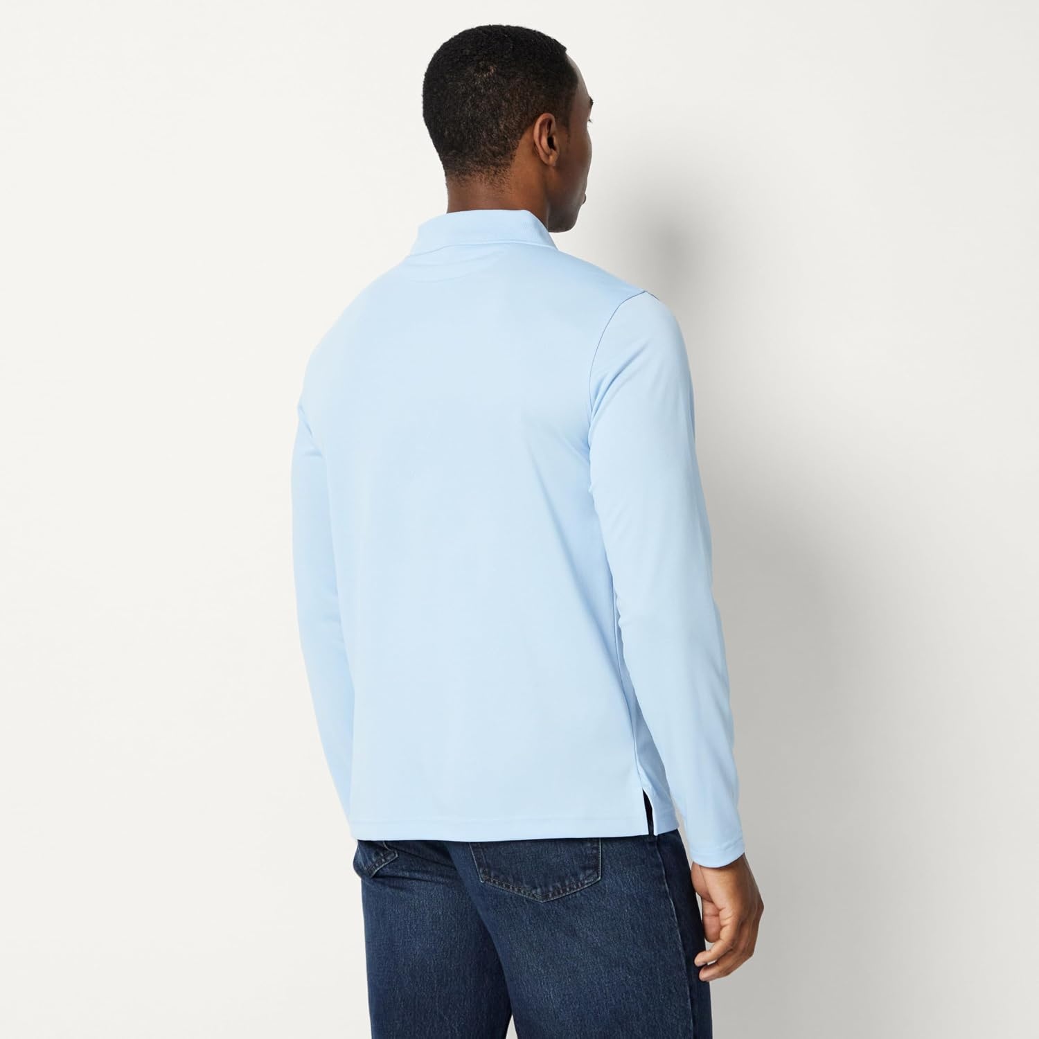 image:imageAmazon Essentials Mens Regular Fit Long Sleeve Quick Dry Golf Polo ShirtLight Blue