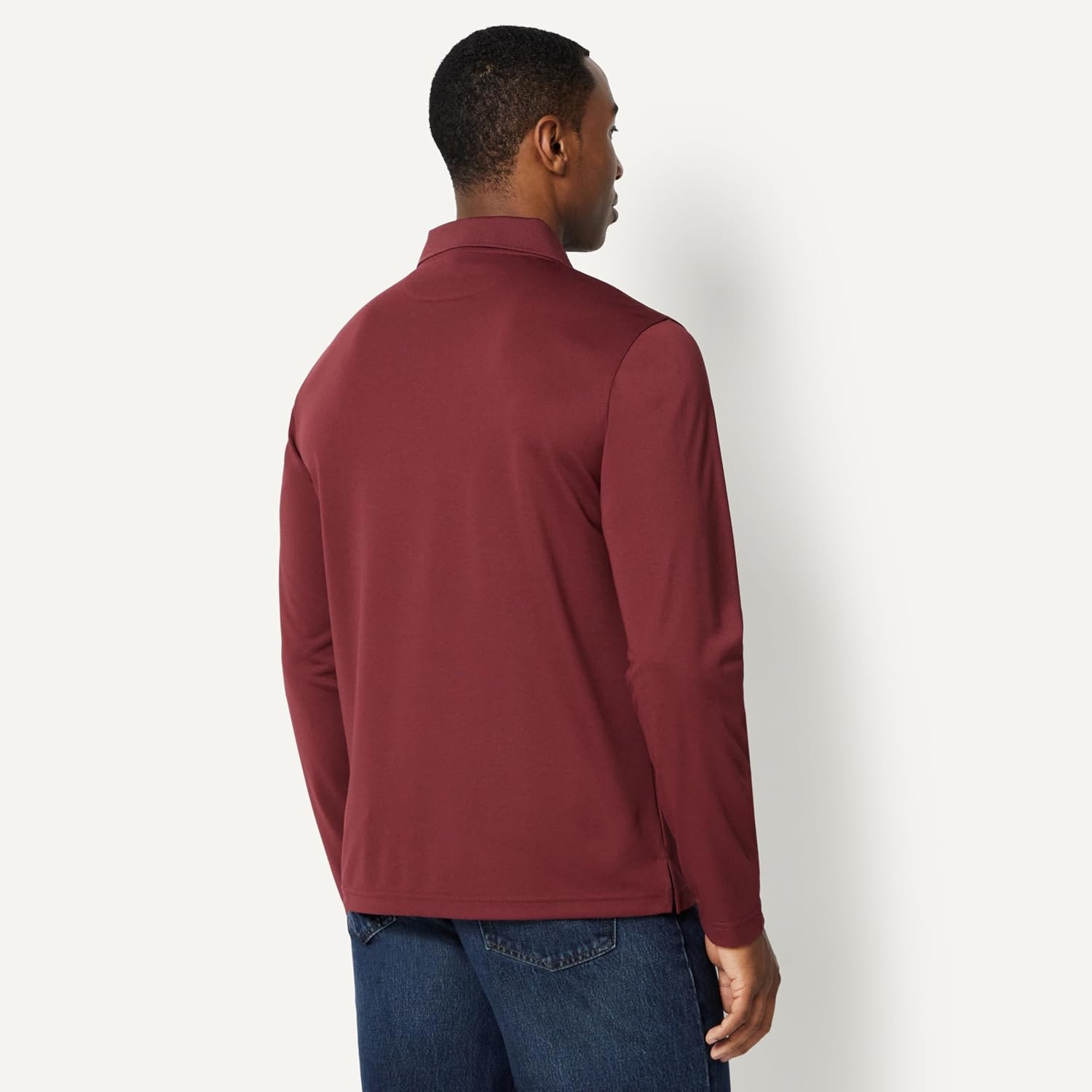 image:imageAmazon Essentials Mens Regular Fit Long Sleeve Quick Dry Golf Polo ShirtRich Burgundy