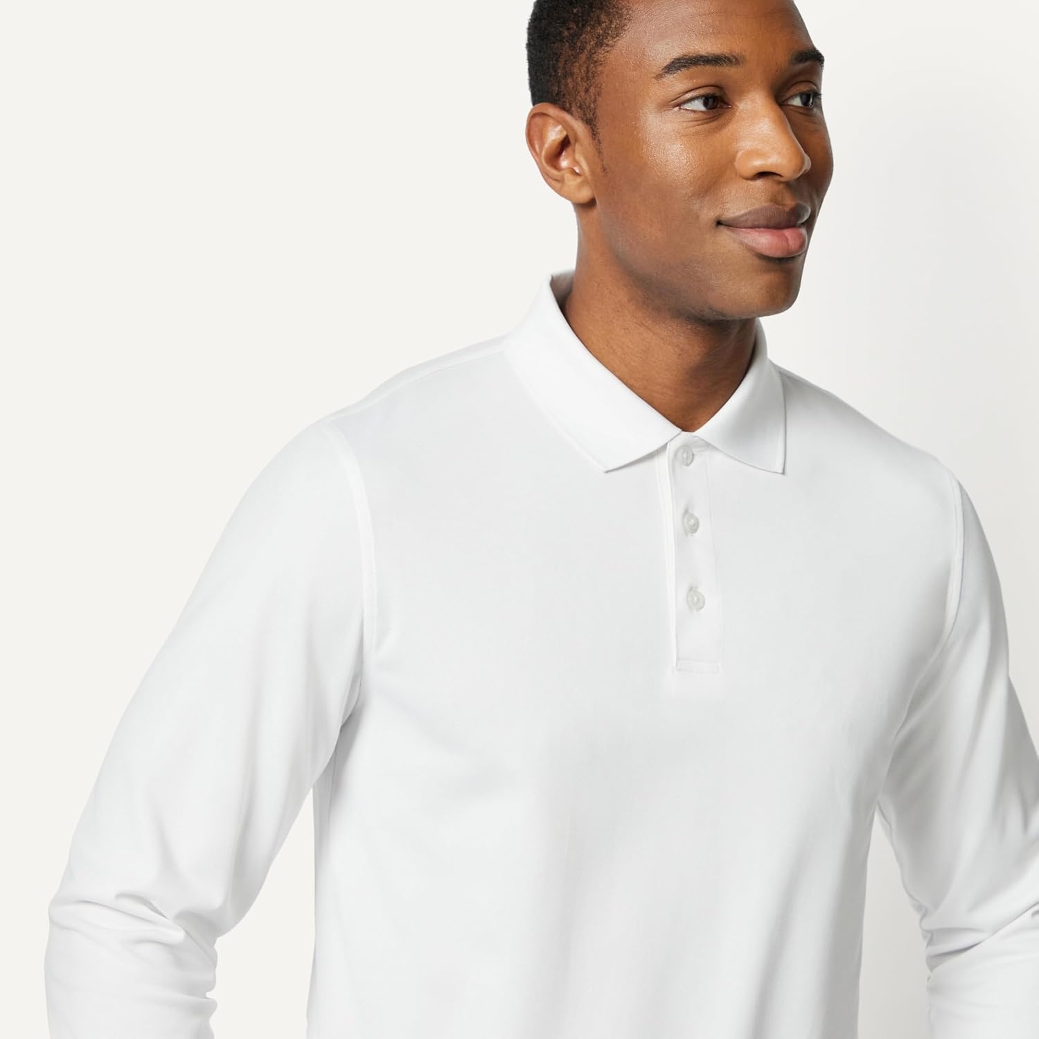 image:imageAmazon Essentials Mens Regular Fit Long Sleeve Quick Dry Golf Polo ShirtWhite