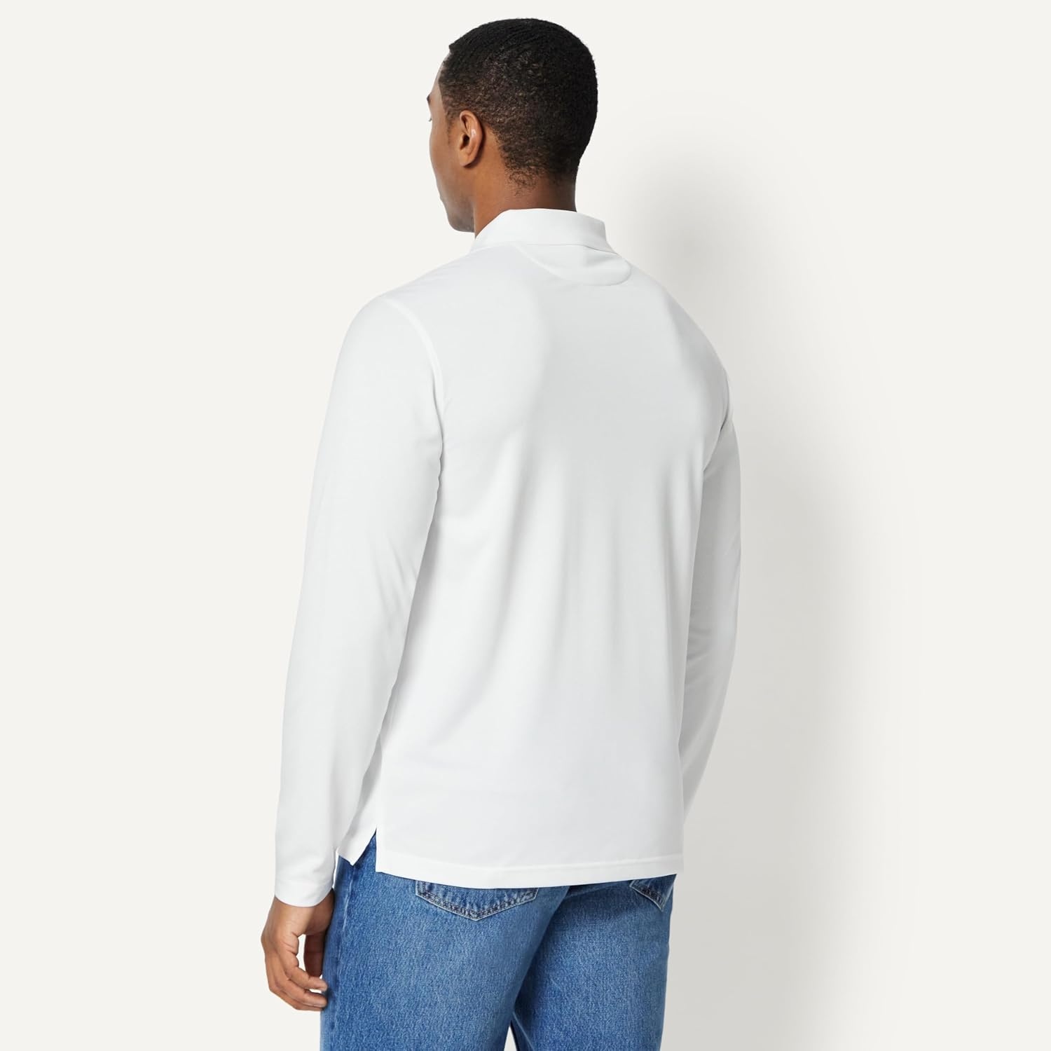 image:imageAmazon Essentials Mens Regular Fit Long Sleeve Quick Dry Golf Polo ShirtWhite