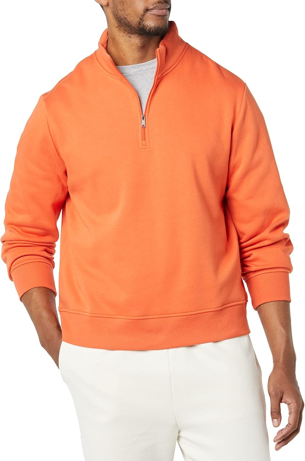 image:imageAmazon Essentials Mens Regular Fit LongSleeve QuarterZip Pullover Fleece Sweatshirt with Mock Neck MidweightOrange
