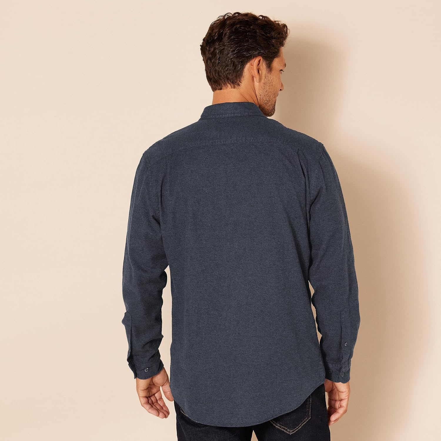 image:imageAmazon Essentials Mens RegularFit LongSleeve Flannel Casual Shirt TwoPocketDark Denim