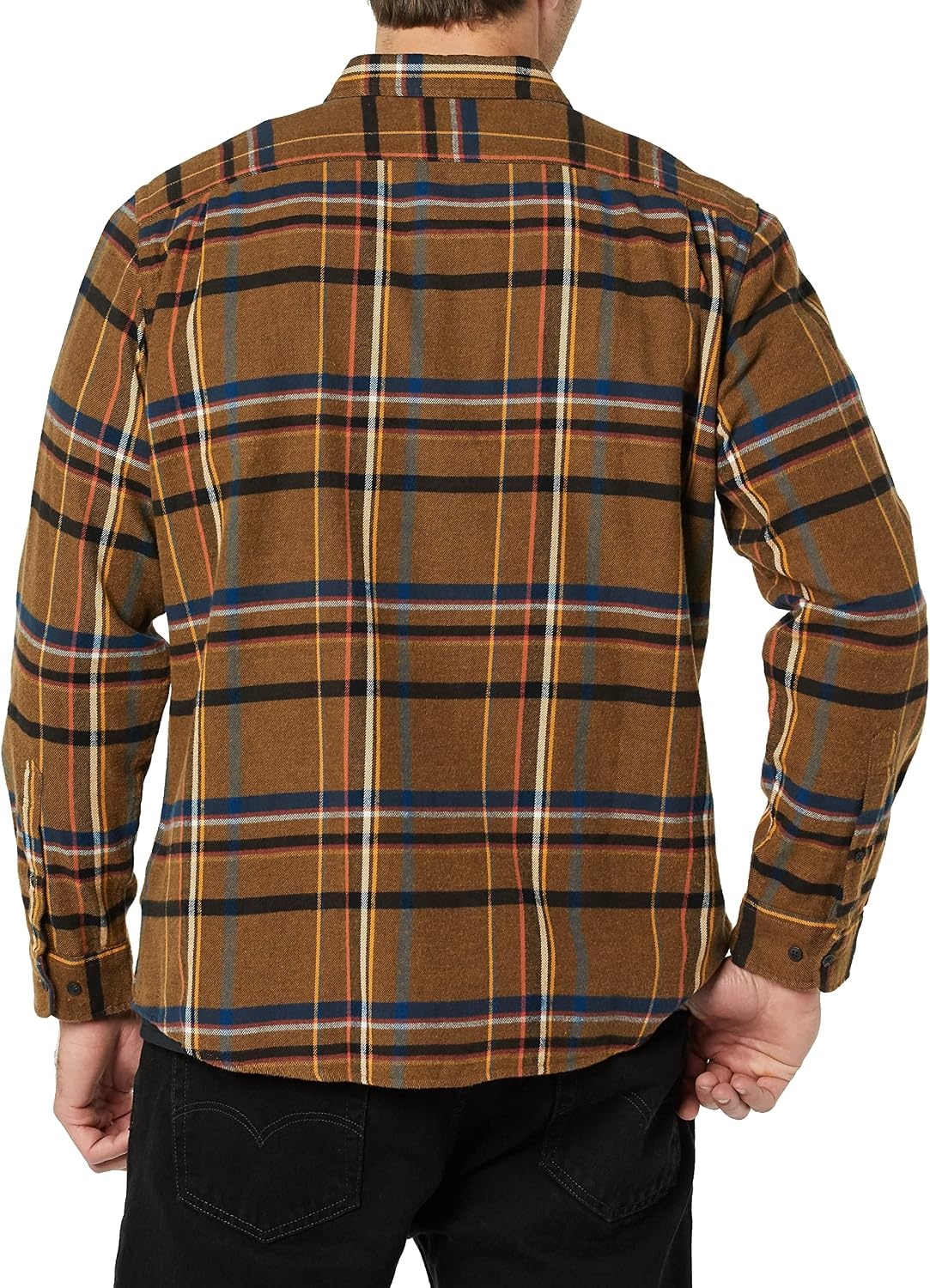 image:imageAmazon Essentials Mens RegularFit LongSleeve Flannel Casual Shirt TwoPocketTobacco Brown Plaid