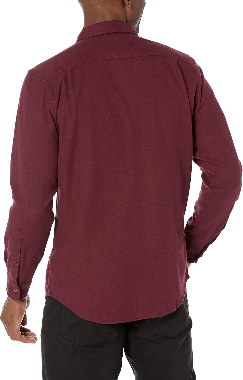 image:imageAmazon Essentials Mens SlimFit Flannel LongSleeve Button Down Shirt TwoPocket 100 Cotton PlaidBurgundy Heather