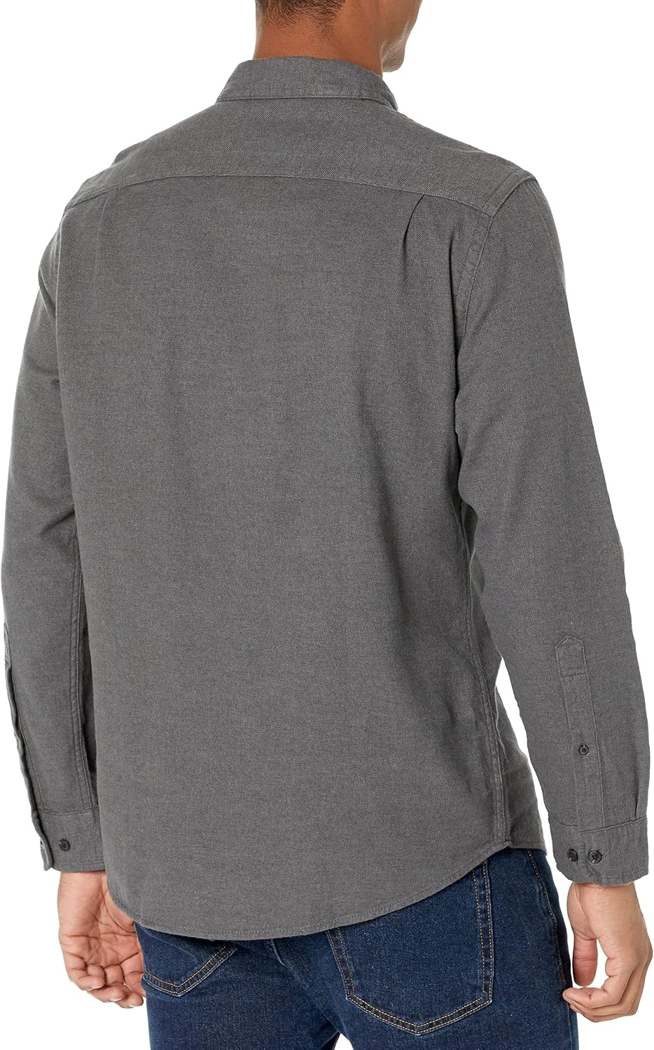 image:imageAmazon Essentials Mens SlimFit Flannel LongSleeve Button Down Shirt TwoPocket 100 Cotton PlaidCharcoal Heather