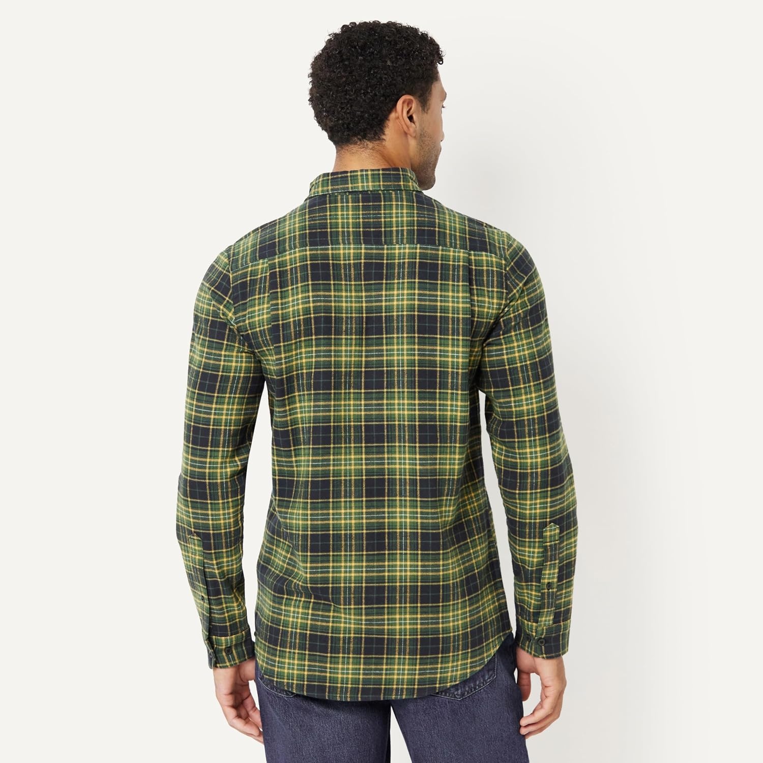image:imageAmazon Essentials Mens SlimFit Flannel LongSleeve Button Down Shirt TwoPocket 100 Cotton PlaidDark Olive Plaid