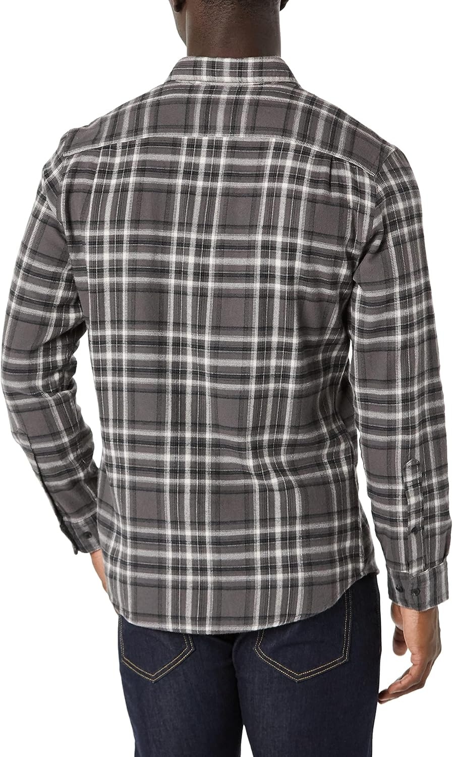 image:imageAmazon Essentials Mens SlimFit Flannel LongSleeve Button Down Shirt TwoPocket 100 Cotton PlaidGrey Plaid