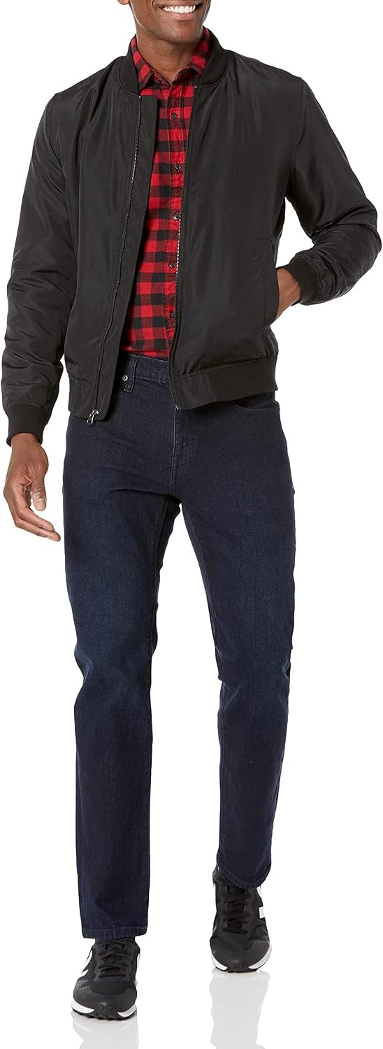 image:imageAmazon Essentials Mens StraightFit Stretch Jean LightStretch DenimBlue Over Dye