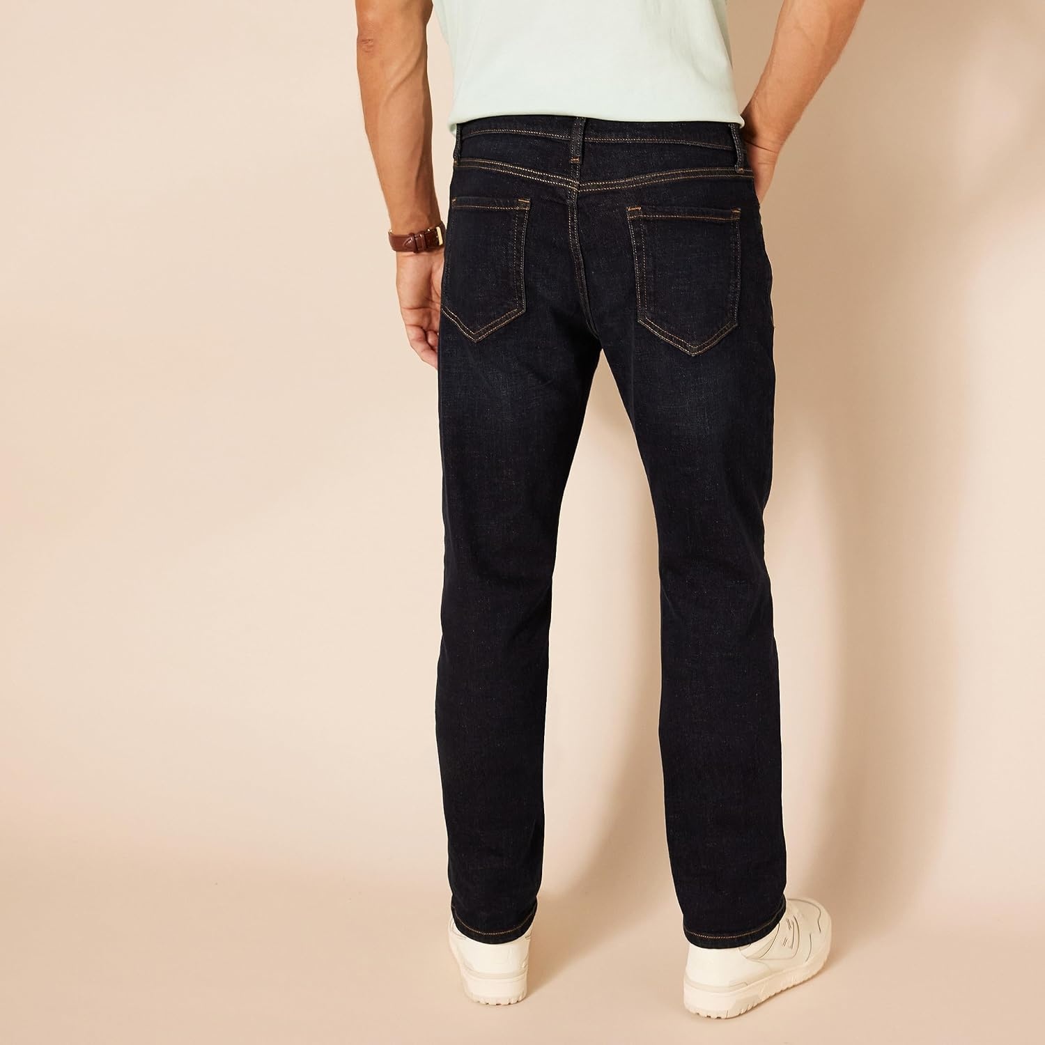 image:imageAmazon Essentials Mens StraightFit Stretch Jean LightStretch DenimDark Indigo Tie Dye