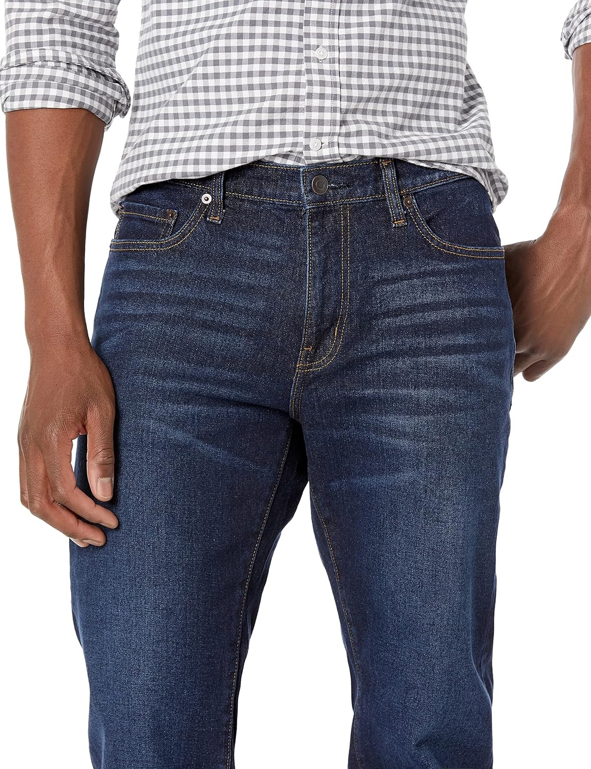image:imageAmazon Essentials Mens StraightFit Stretch Jean LightStretch DenimIndigo Wash