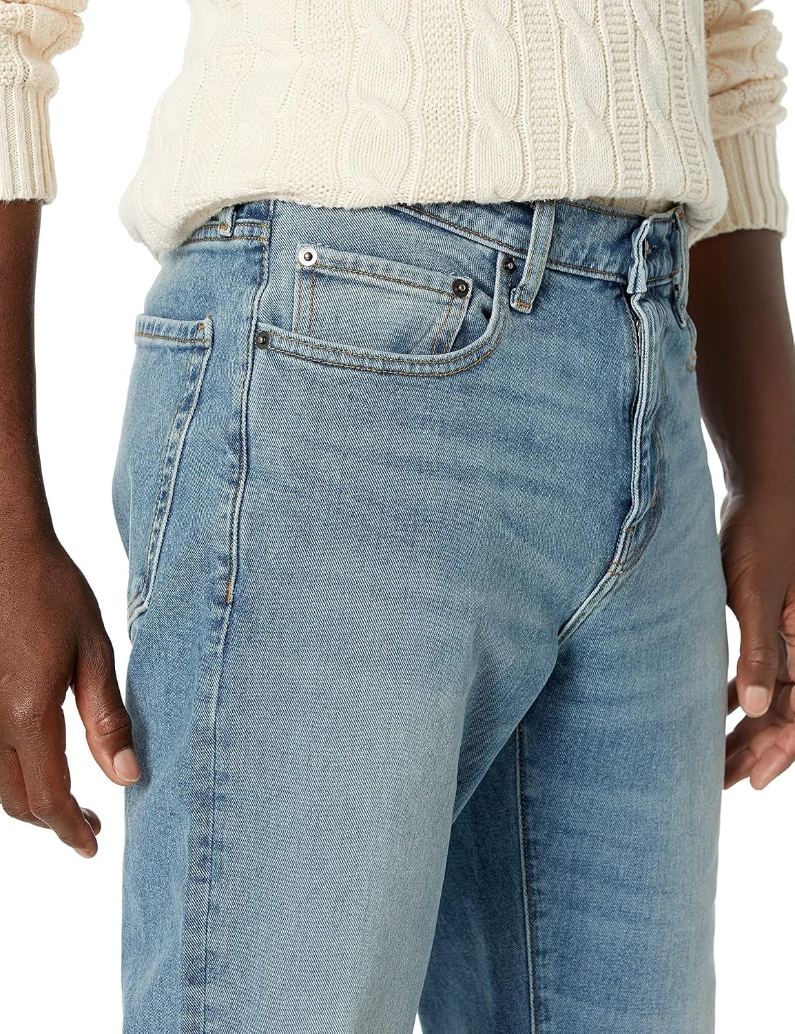 image:imageAmazon Essentials Mens StraightFit Stretch Jean LightStretch DenimLight Wash