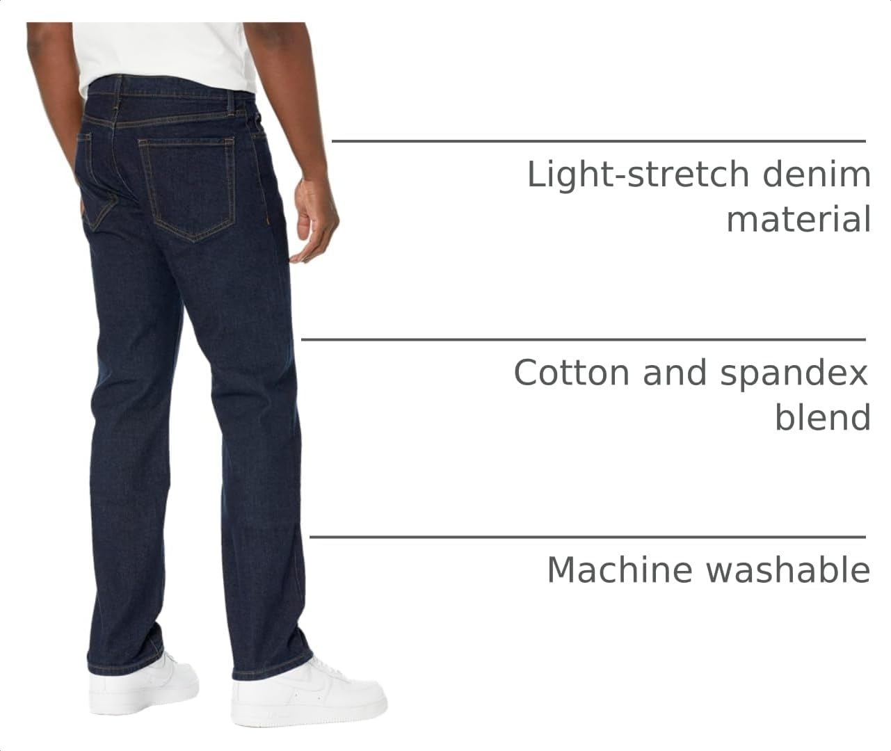image:imageAmazon Essentials Mens StraightFit Stretch Jean LightStretch DenimRinsed