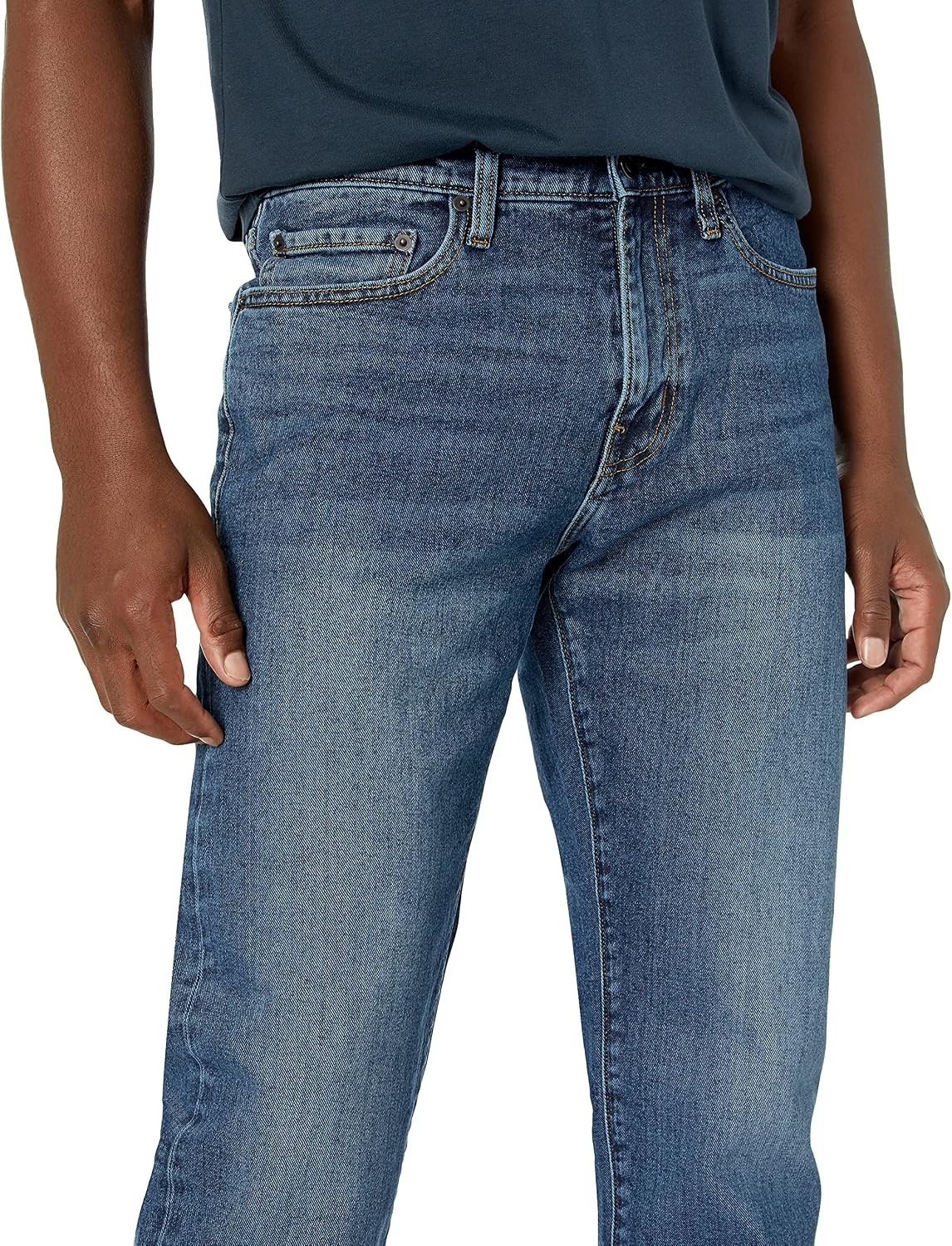 image:imageAmazon Essentials Mens StraightFit Stretch Jean LightStretch DenimVintage Wash