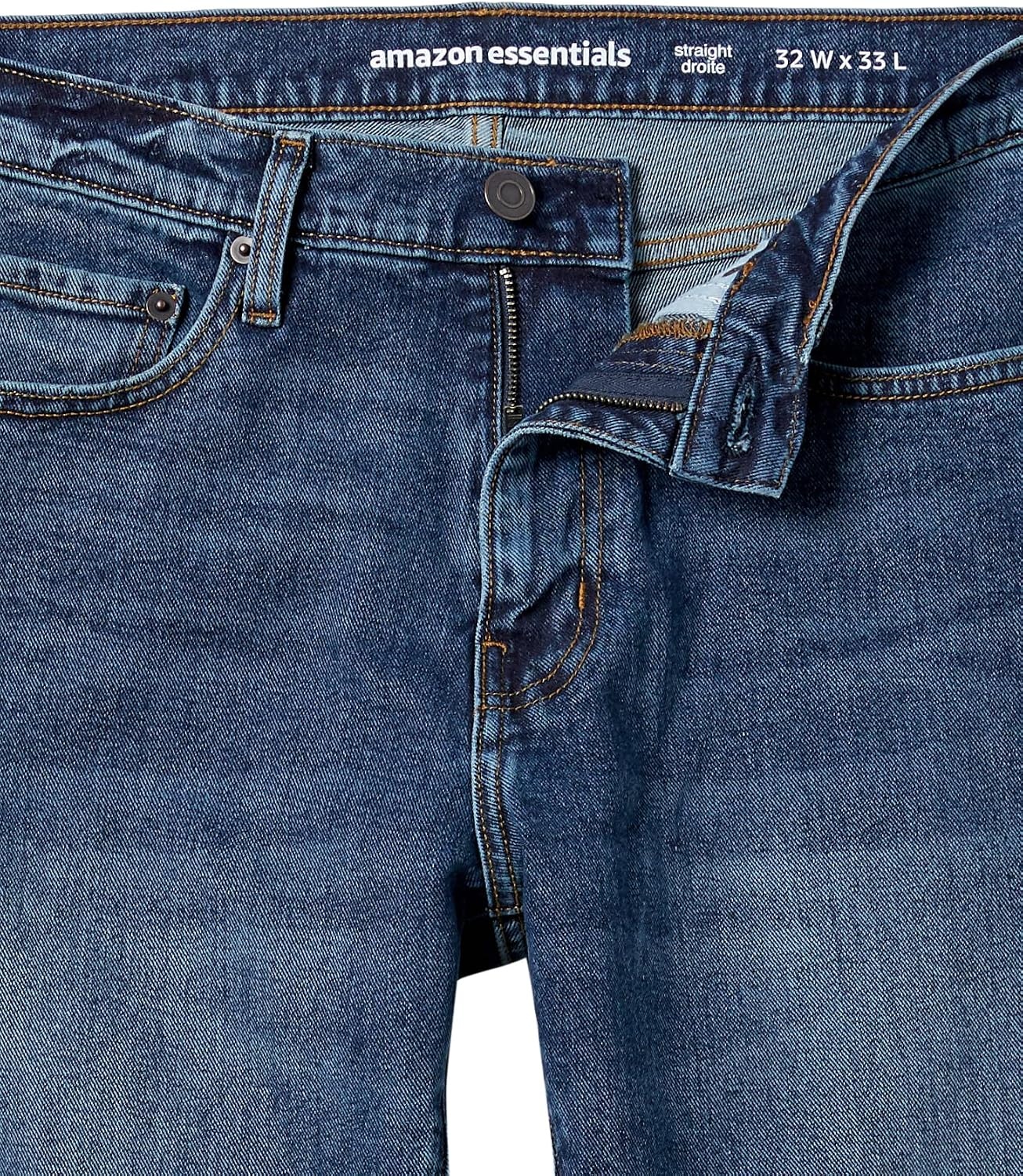 image:imageAmazon Essentials Mens StraightFit Stretch Jean LightStretch DenimVintage Wash