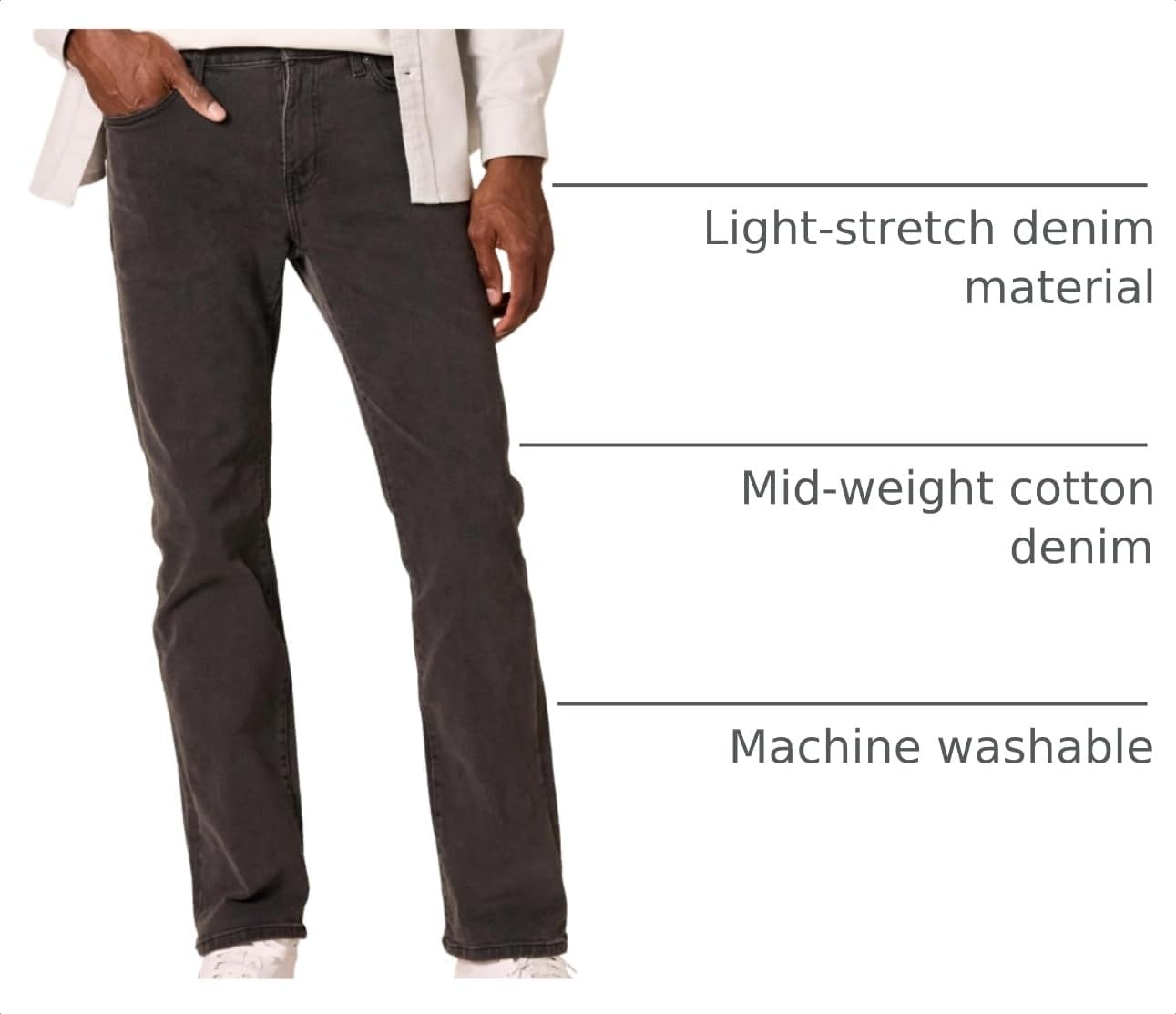 image:imageAmazon Essentials Mens StraightFit Stretch Jean LightStretch DenimWashed Black