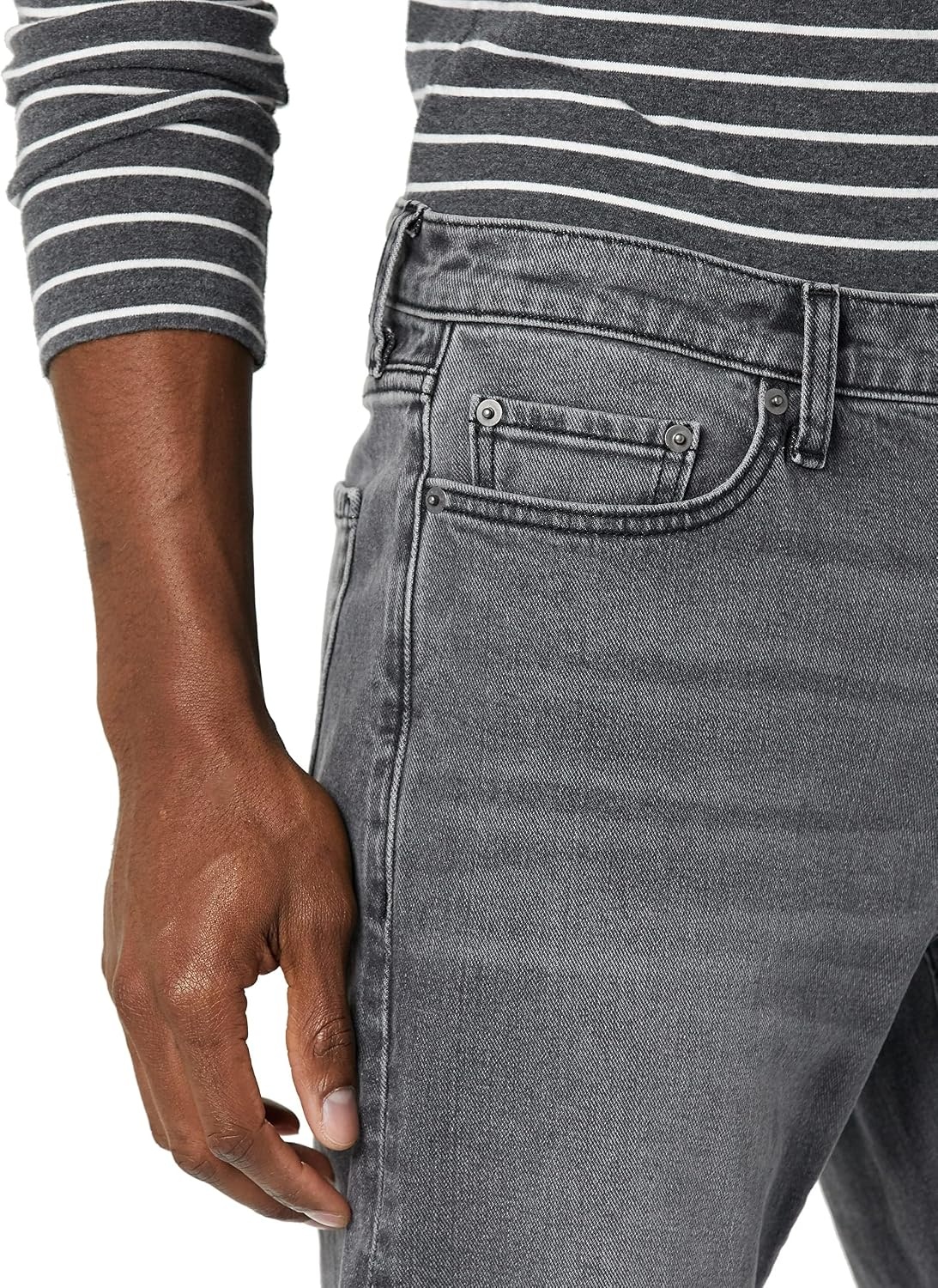 image:imageAmazon Essentials Mens StraightFit Stretch Jean LightStretch DenimWashed Grey