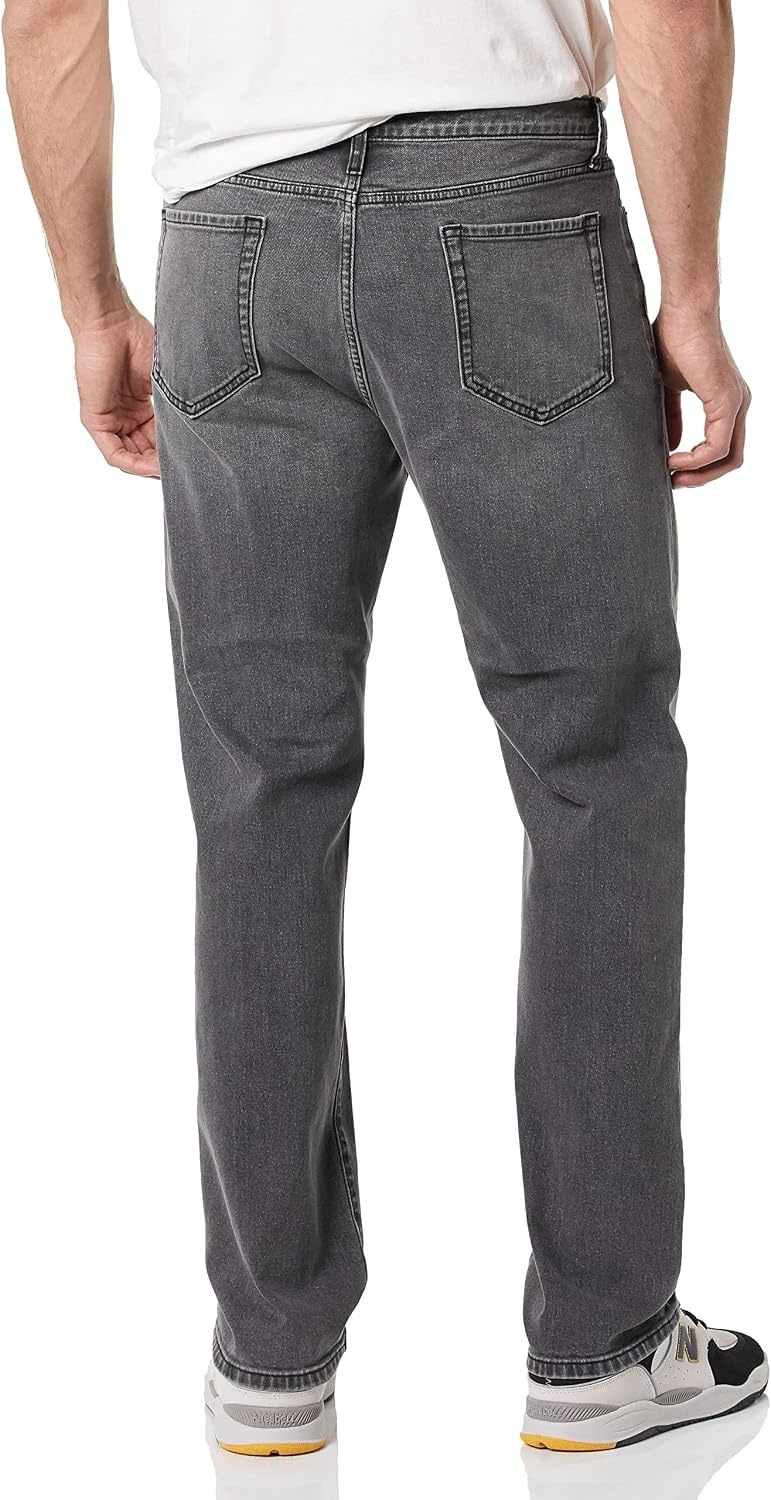 image:imageAmazon Essentials Mens StraightFit Stretch Jean LightStretch DenimWashed Grey
