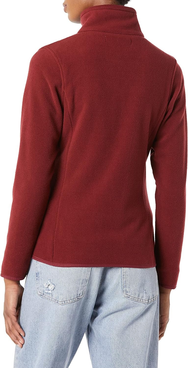 image:imageAmazon Essentials Womens ClassicFit FullZip Polar Soft Fleece Jacket Outerwear Coat with Cuffs Available in Plus SizeBurgundy