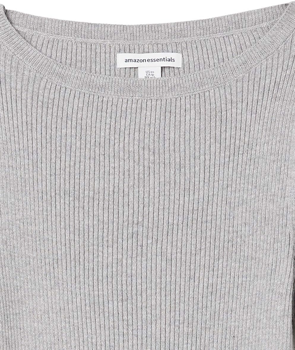 image:imageAmazon Essentials Womens ClassicFit Lightweight LongSleeve Boatneck SweaterLight Grey Heather