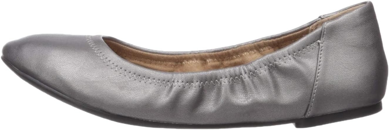 image:imageAmazon Essentials Womens Comfortable Round Toe Ballet Flats Cushioned Memory FoamMetallic Silver